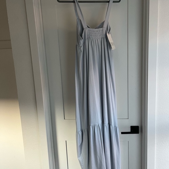 NWT - Zara Ice Blue Cotton Midi/ Maxi Dress with Cut Out and Flounce Hem sz L - Picture 7 of 10